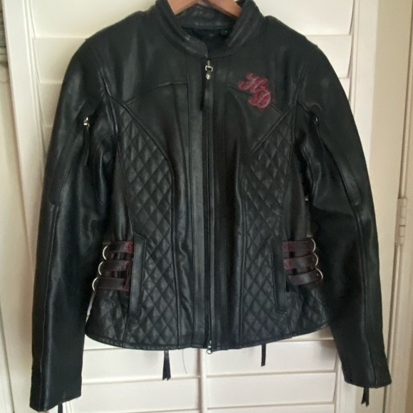 Authentic Women’s Harley Davidson Reflective Willie G Skull Leather Jack NWOT XS - Picture 2 of 11